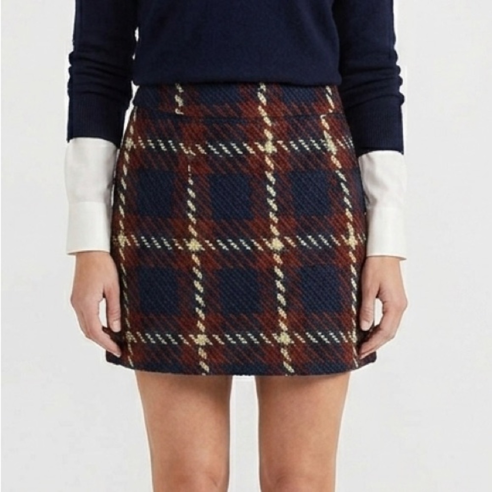 English Factory Plaid Mini Skirt Size Small Red Blue Preppy Fall